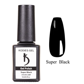 KODIES ŽELEJA Super Black Gēla Nagu laka 12ml Daļēji Pastāvīgu UV Manikīrs Esmalte Viens Slānis Hibrīda Laku Augsta Spīduma Krāsu, Laku