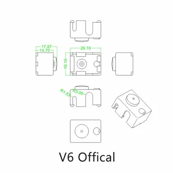 5gab V6 Silikona Zeķes 3D printera daļas Atbalstu E3D V6 PT100 oficiālais /non-oficiālais J-galvas hotend Apsildāmi Bloka Vāciņu Piedurknēm