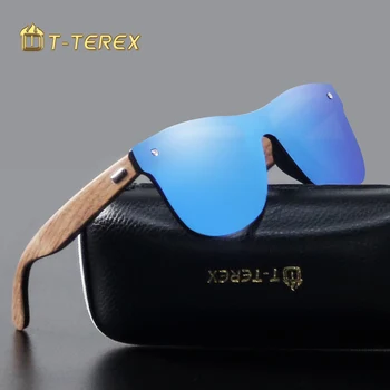 T-TEREX Polarizētās Saulesbrilles Spogulis, Objektīvs UV400 Koka Rāmja, Zīmolu, Dizaineru, Vintage, Saules Brilles Augstas Kvalitātes Vīriešu Sieviešu