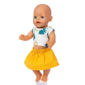 2020 Jaunu Bērnu Jauno Dzimis Fit 18 collu 43cm Leļļu Apģērbs Aksesuāri Ananāsu Romper Dzeltenas Bikses Tērps Mazulim, Dzimšanas dienas Dāvana