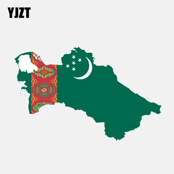 YJZT 14,8 CM*7.5 CM Automašīnas Logu Turkmenistāna Kartes Karoga Ķiveres Struktūra, Auto Uzlīmes Decal 6-2824