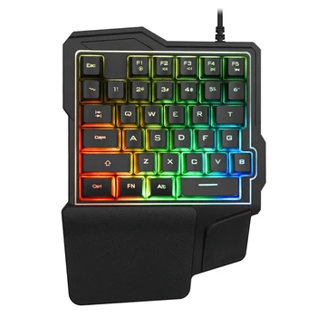 Ar vienu Roku Mechanical Gaming Keyboard RGB Backlit Portatīvie Mini Spēļu Tastatūra Spēļu Kontrolieri PC PS4 vai Xbox Gamer Tastatūras