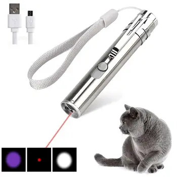 Mini LED Lampiņu USB Lādējamu 3 in 1 Sarkanā Lāzera Rādāmkociņš UV Lukturīti, Pildspalvu Portable Multi-funkciju