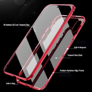 Tālrunis Lietā Par IPhone 6S 6 7 8 Plus X XS XR 11 12 13 Mini SE Pro MAX 2020 Vienkārši 360 Magnētisko Stikla Korpusa Caurspīdīgu Aizmugurējo Vāciņu