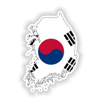 Radošā Decal Dienvidkoreja Kartes Karogu, Funny Auto Uzlīme 15.4 CM*10.3 CM