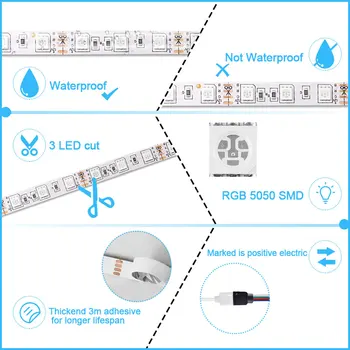 5M Smart Wifi Lentes RGB Gaismas LED Svītras 5050 SMD Ūdensdrošs Balss Kontroles, lai Guļamistabā, Mājas Dekoru, Darba Ar Alexa, Google Home