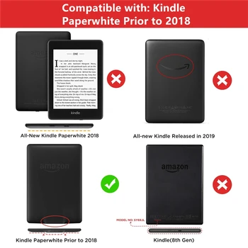 Stāvēt Gadījumā Kindle Paperwhite 1 2 3 PU Ādas Smart Cover Iekurt E-Grāmatu DP75SDI Tablete Aizsardzības Apvalks, Ieloces Skava