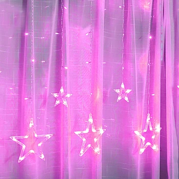 Zvaigzne String Gaismas LED Ziemassvētku Vainags Pasaku Aizkaru gaismas Āra Iekštelpu Guļamistabai Mājas Puse, Kāzu Ramadāna Rotā