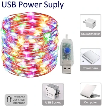 Vara Stieple, LED Gaismas Stīgu Pasaku Gaismas Vainags 8 Režīmi Tālvadības Mājas Iekštelpu Ziemassvētku Kāzu Puse, Apdares USB Powered