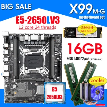 X99M-G mātesplati combo ar Xeon E5 2650LV3 LGA2011-3 CPU 2gab X 8GB = 16GB 2400MHz DDR4 atmiņas NVME 256 GB M. 2 un vēsāks