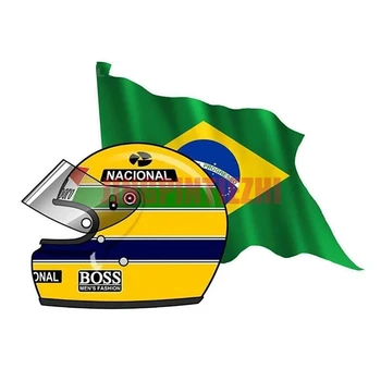 Personības Pvc Decal Ayrton Senna Karoga Brazīlija Auto Uzlīme Uz Motocikla Klēpjdatoru, Dekoratīvie Piederumi Sacīkšu ķivere Uzlīmes < Ārējie ~ Sedna.lv